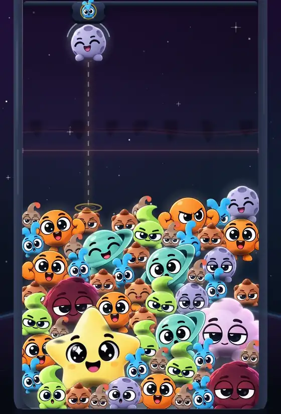 A crowded jar of Humlets. Luna banks off both walls into the pile and hugs, then the Magnet pulls every pair together into one long chain.